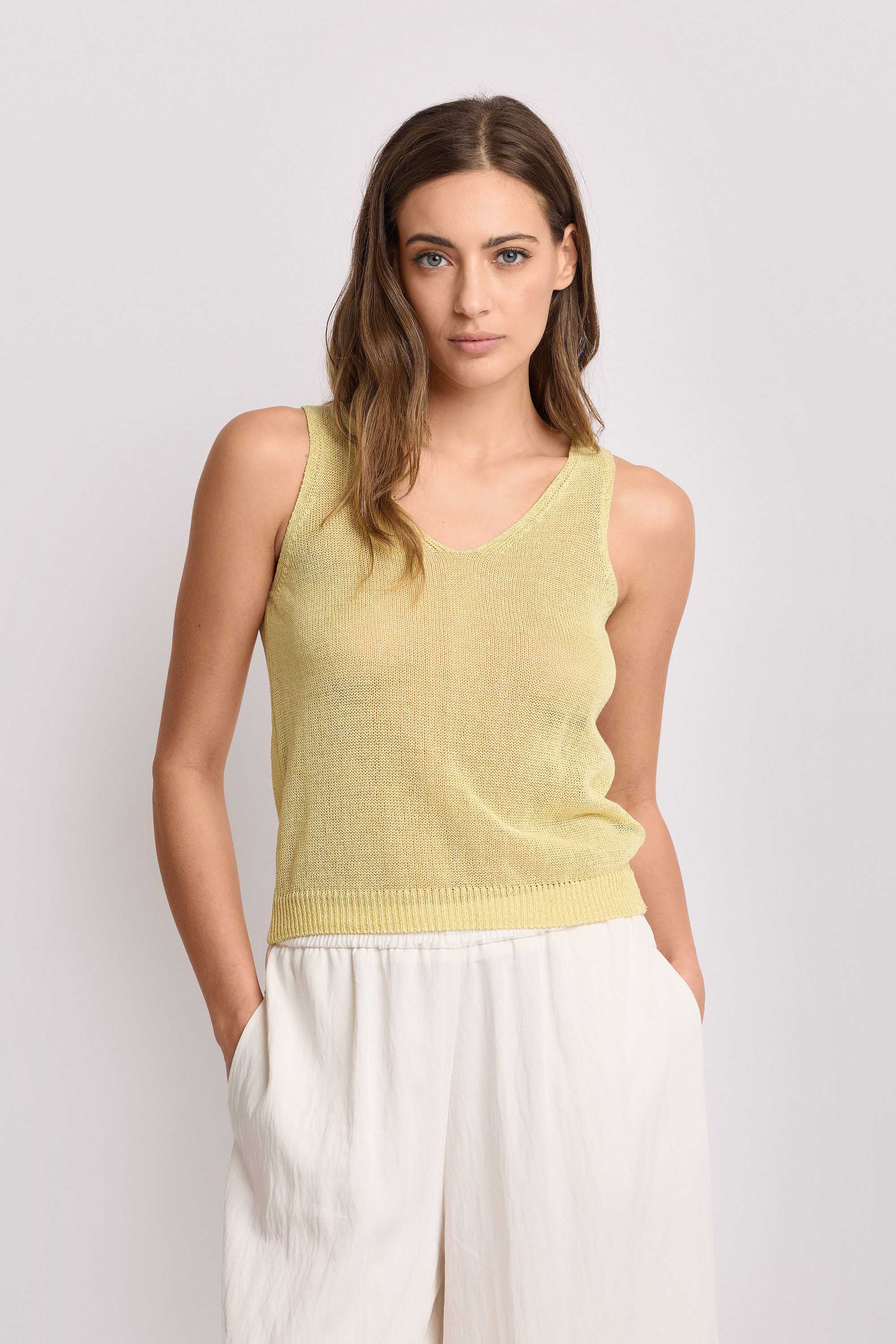 Top in maglia con scollo a V - TOP IN MAGLIA EUPORO