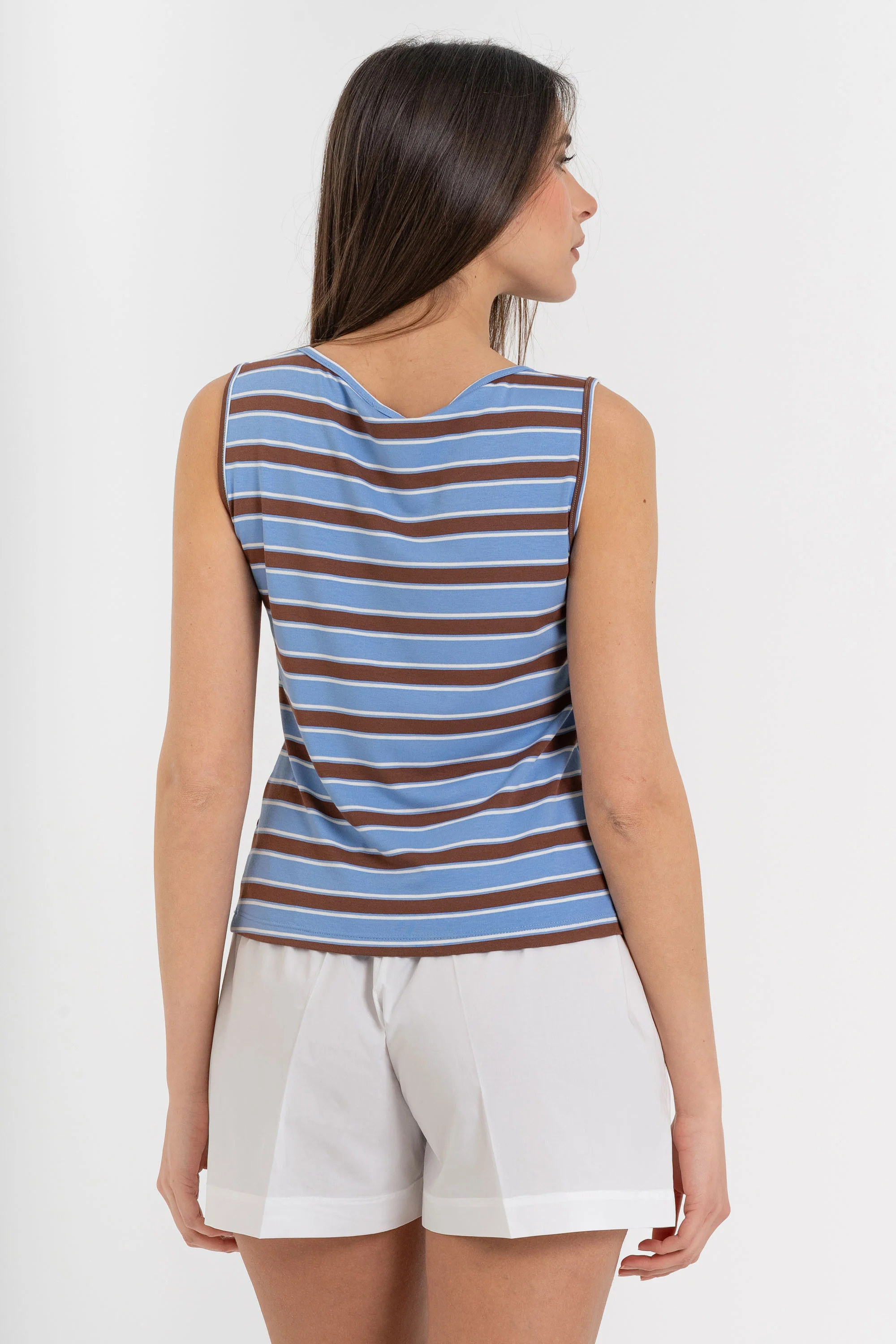 Top smanicato da donna a righe in viscosa con girocollo - Top MIUMIUX - Image 4