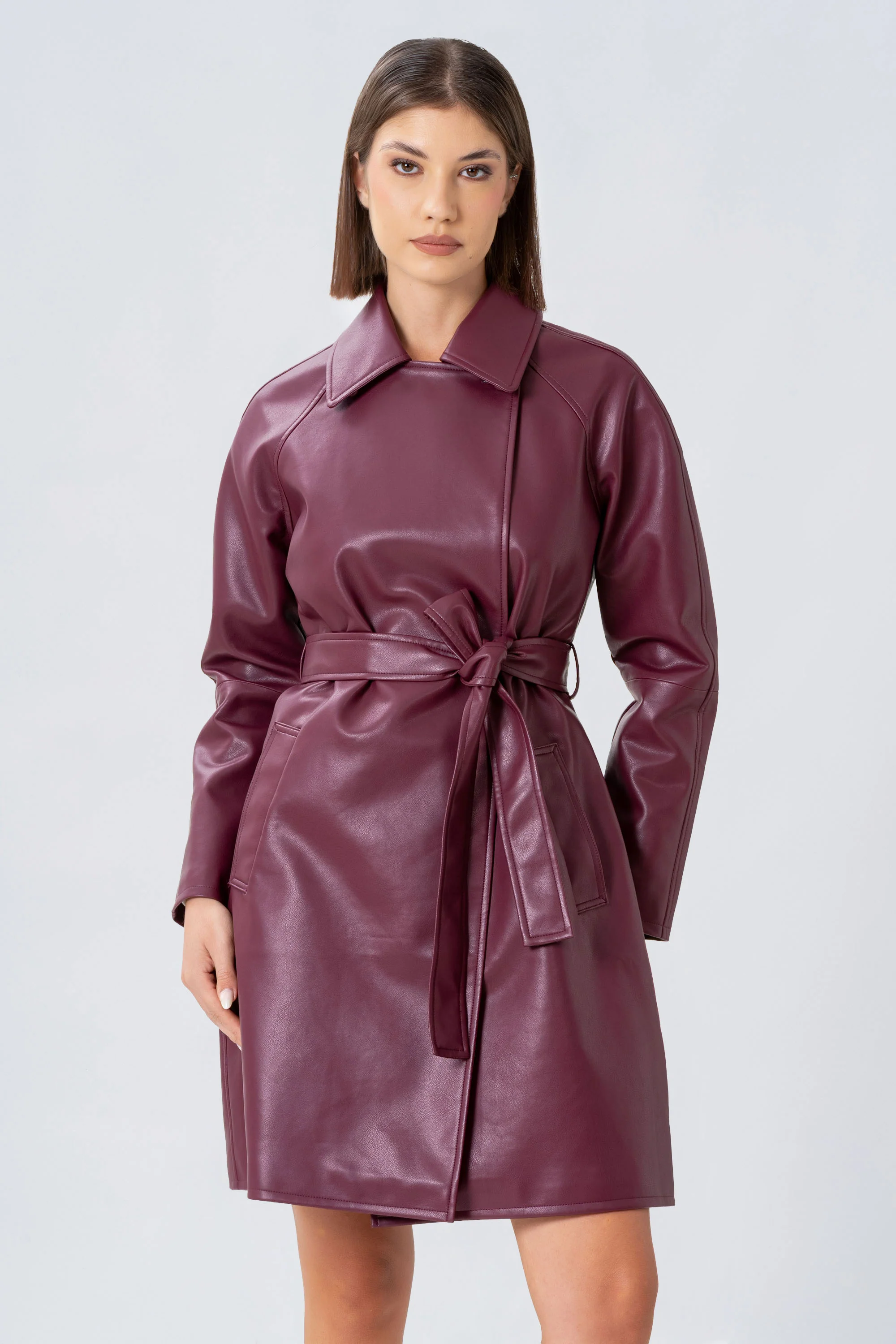 Trench in ecopelle con cintura - TRENCH ECOPELLE  ARAVARAX